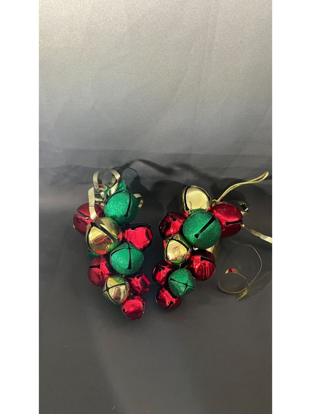 Jingle Bell Ornaments Red Green Gold Holiday Décor Set Of 2 - Picture 2 of 4